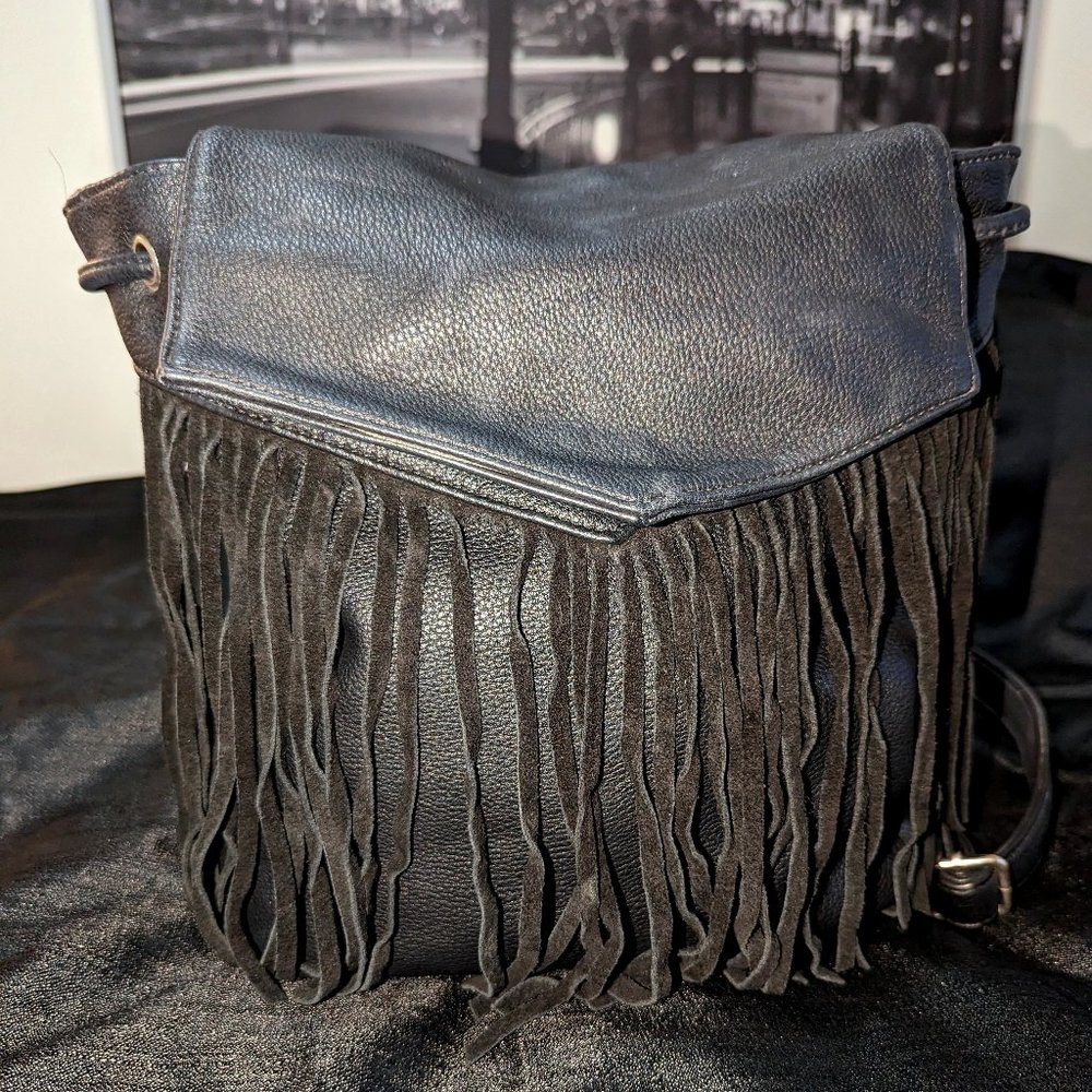 Black Fringe Backpack